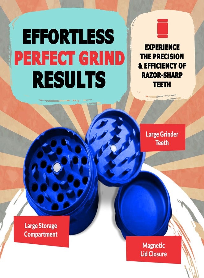 اتش اس مطحنة هيرب سيفر المعدنية الكبيرة 3.1 بوصة × 2.5 بوصة × 2.5 بوصة - مطحنة توابل مصنوعة من الألومنيوم المستخدم في صناعة الطائرات، مزودة بأسنان حادة للغاية وغطاء مغناطيسي - صغيرة الحجم ومتينة - مثالية لطحن الأعشاب والتوابل (أزرق) - Image 5