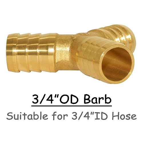 Uenede 3PCS Solid Brass 3/4"OD Barb Fitting Y 3-Way Union Intersection Barbed Hose Fittings for Water/Oil/Gas - Image 2