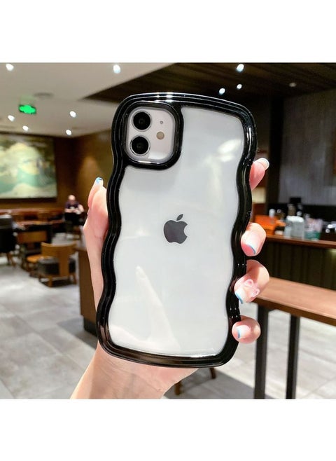 Applicable To IPhone14pro Max Apple 15 Mobile Phone Shell Candy Color Border 12/13 Two-in-one Wave-Color:WT Two-in-one Wave Black Edge-Applicable Model:15 (without Packaging)