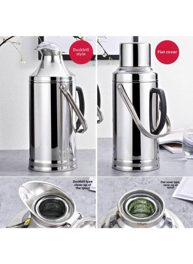 Thermos Bottle Student Dormitory Thermos Bottle Bottle Stainless Steel Shell Household Thermos Bottle Large Capacity Glass Liner-Color:2.0l Stainless Steel Flat Head-Capacity:Complete Set [stainless Steel Shell + Double-layer Glass Liner]  - Image 5