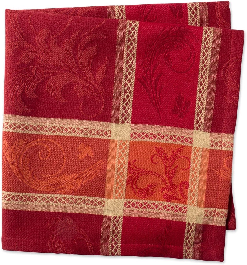 DII مجموعة دي آي آي التقليدية لجني القمح بتصميم جاكار لتزيين طاولة عيد الشكر في الخريف، مجموعة مناديل قطنية مربعة 20x20 بلون برتقالي محترق مع تصميم كرمة اليقطين 6 قطع - Image 4