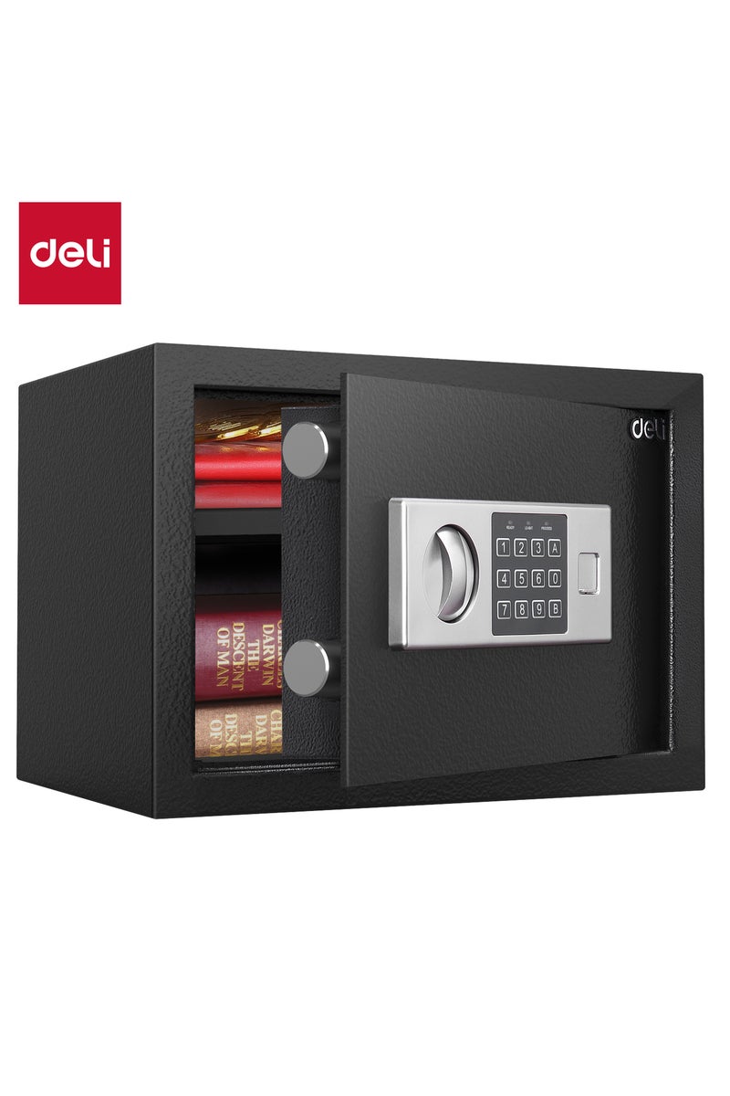 Deli Electronic Digital Safe Box, (25x35x25cm), Steel Security Safe with Digital Lock, 5.9kg ET521 Black - Image 1