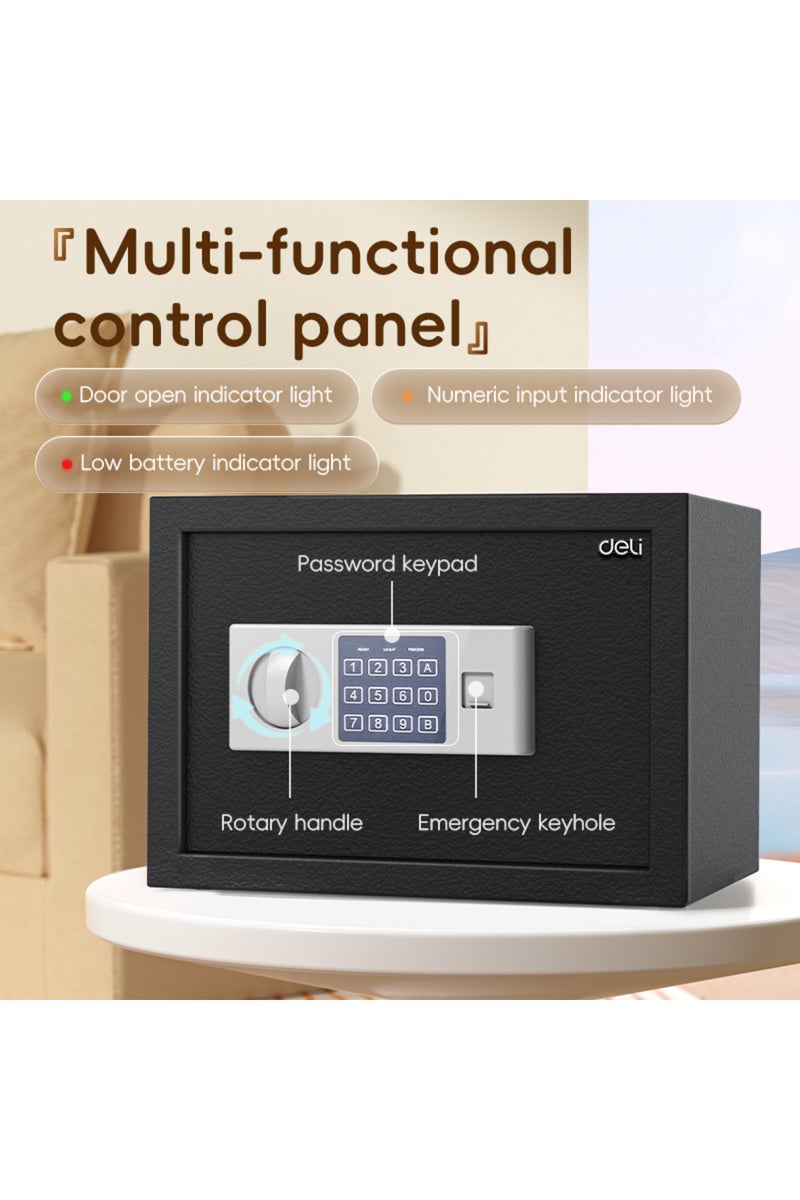 Deli Electronic Digital Safe Box, (25x35x25cm), Steel Security Safe with Digital Lock, 5.9kg ET521 Black - Image 4