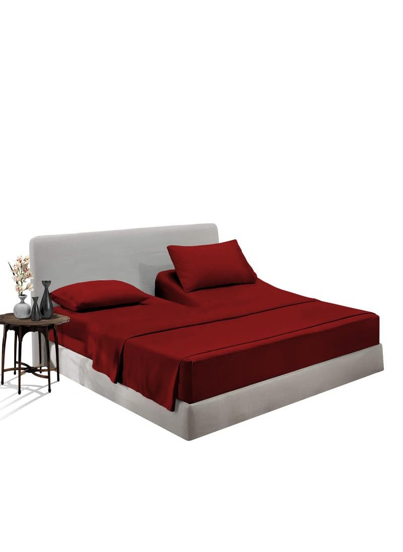 SGI bedding SGI bedding 34"" King Split Top Flex Head Sheet 100% Egyptian Cotton Sheet Set - 600 Thread Count Flex Top Sheet Adjustable Bed - 4 Piece Sheet Set 18"" Deep Pocket Sleep Number Bed - Burgundy Solid  - Image 1