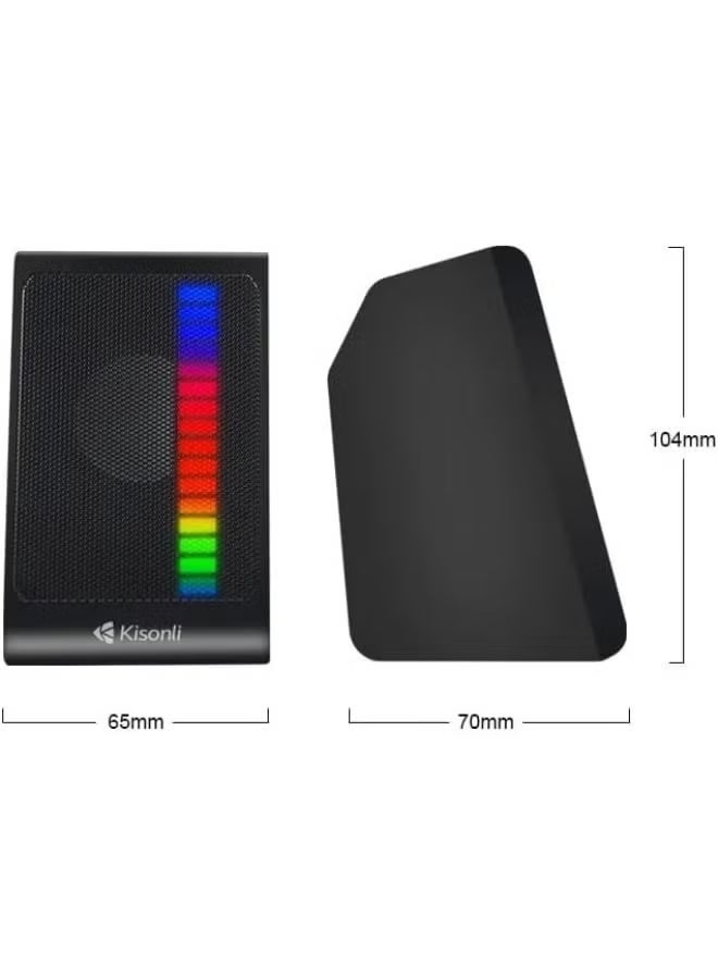 Kisonli X13 USB 2.0 PC Speaker with AUX Cable & RGB Colorful Lights – 2.0 Stereo Multimedia Desktop Speaker - Image 3