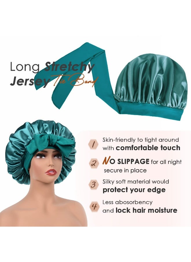 NIBEMINENT - Satin Ribbon Bow XXL Beauty Hair Care Bonnet for Women - Sleep Cap Scarf - Image 1