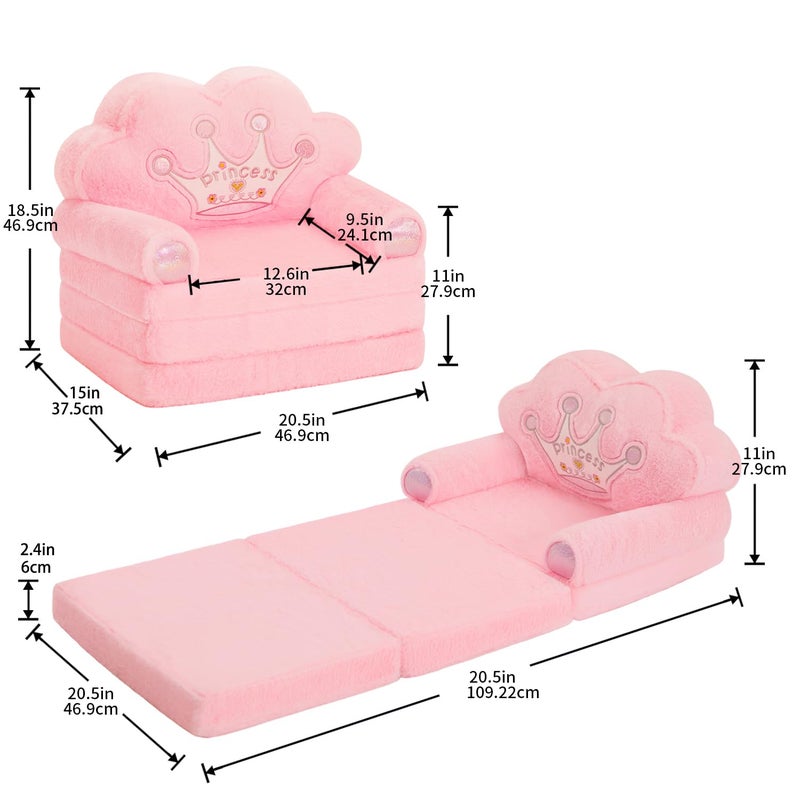 MOONBEEKI Toddler Chair Comfyï¼ŒFoldable Princess Couch for Girl, Toddler Recliners for Kids Over 18 Months, Kids Furniture for Bedroom and Playroom, Pink - Image 3