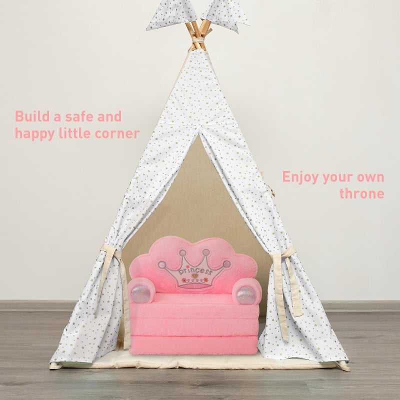 MOONBEEKI Toddler Chair Comfyï¼ŒFoldable Princess Couch for Girl, Toddler Recliners for Kids Over 18 Months, Kids Furniture for Bedroom and Playroom, Pink - Image 4