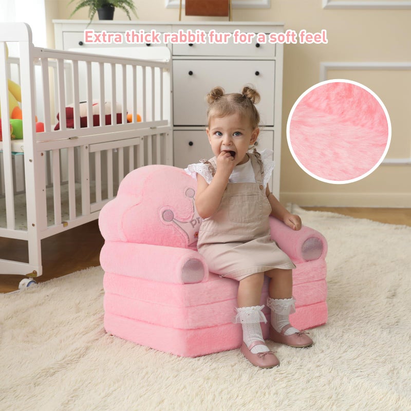 MOONBEEKI Toddler Chair Comfyï¼ŒFoldable Princess Couch for Girl, Toddler Recliners for Kids Over 18 Months, Kids Furniture for Bedroom and Playroom, Pink - Image 2