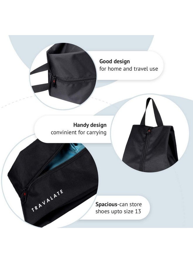 Travalate¬Æ Durable Multi-Purpose Water Proof Shoe Bag for Travel Use | Portable & Foldable Polyester Shoe Bags for Men & Women - Plain Black (Pack of 3) - Image 4