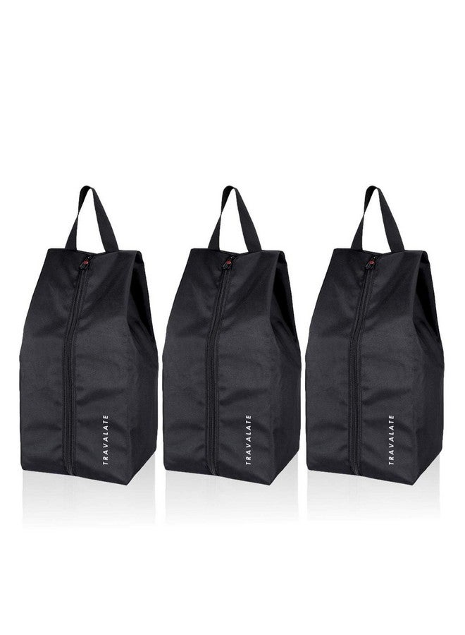 Travalate¬Æ Durable Multi-Purpose Water Proof Shoe Bag for Travel Use | Portable & Foldable Polyester Shoe Bags for Men & Women - Plain Black (Pack of 3) - Image 1