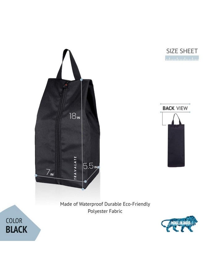 Travalate¬Æ Durable Multi-Purpose Water Proof Shoe Bag for Travel Use | Portable & Foldable Polyester Shoe Bags for Men & Women - Plain Black (Pack of 3) - Image 3
