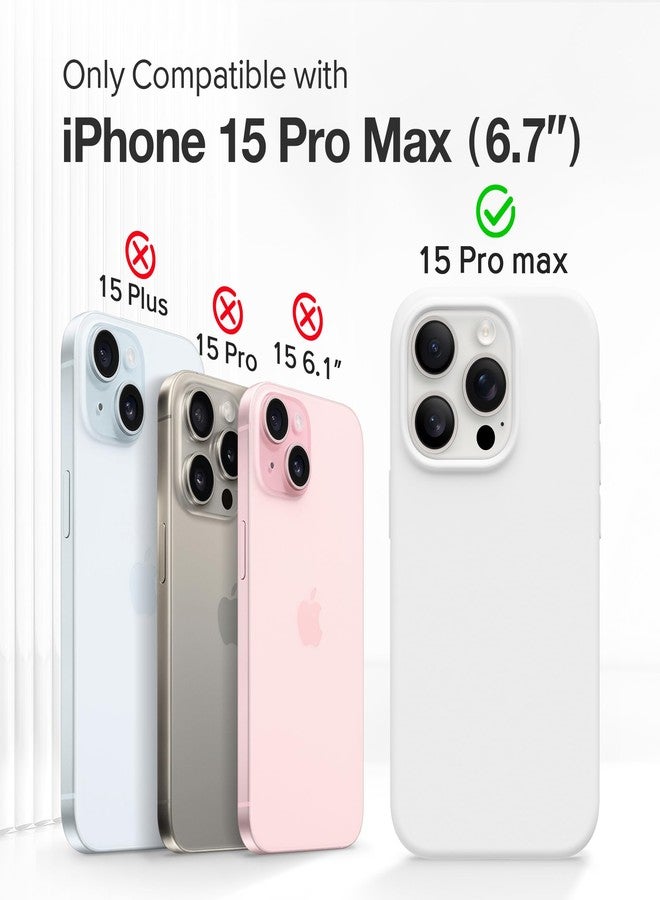 GONEZ for iPhone 15 Pro Max Case Silicone, Compatible with Magsafe, Camera Protector + Screen Protector, Soft Anti-Scratch Microfiber Lining, Liquid Silicone Shockproof Phone Cover, White - Image 2