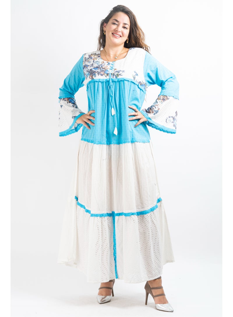 Zainah Jalabiya Printed 100% Pure Cotton Dress  - Image 1
