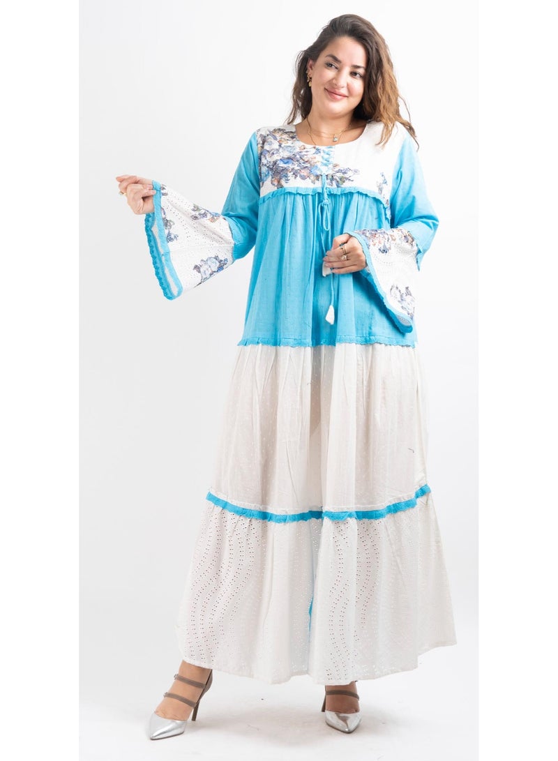 Zainah Jalabiya Printed 100% Pure Cotton Dress  - Image 5