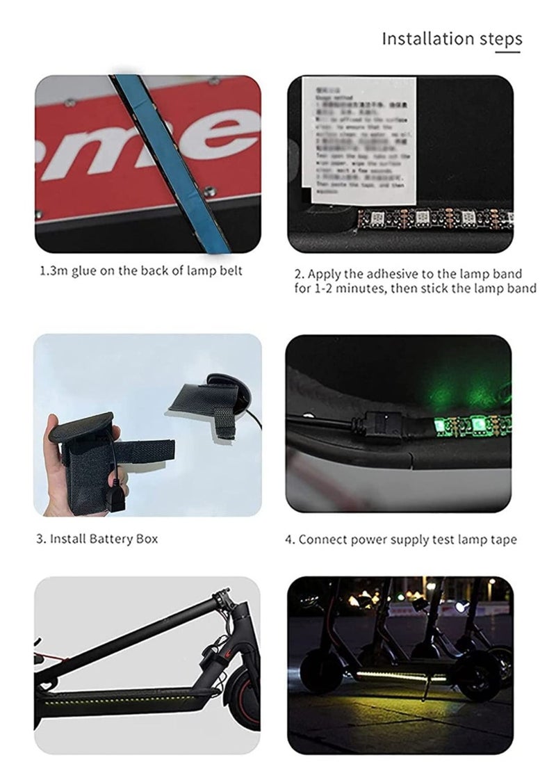 Generic Electric Scooter LED Strip Light, 2 Pack Night Cycling Foldable Colorful Lamp Waterproof Safety Skateboard Decorative Accessories for Xiaomi M365/pro, for Ninebot/for Mercane Wide Wheel Scooter - Image 3