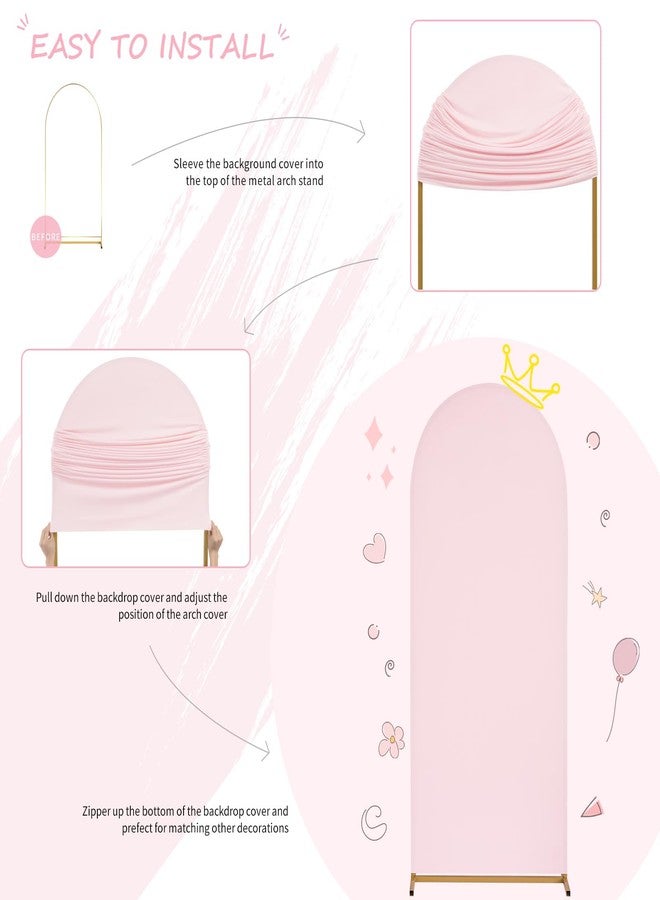 SoarDream Pink Spandex Arch Cover 6FT Wedding Arch Backdrop Cover Stretchy Backdrop Chiara Wall Arch Stand Cover for Wedding Birthday Balloon Decorations- Ideal for Balloon Arches - Image 5