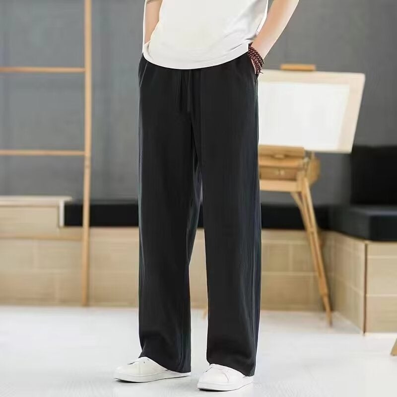 Black Drape Suit Pants Men Loose Straight Spring Autumn Casual Trousers 2024 Dark gray - Image 2