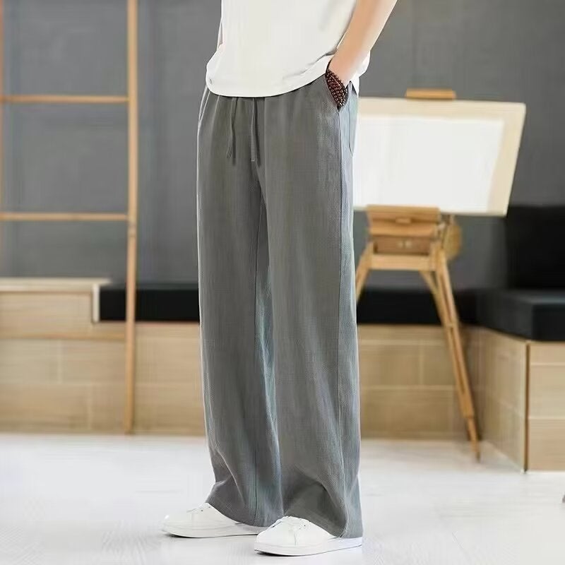 Black Drape Suit Pants Men Loose Straight Spring Autumn Casual Trousers 2024 Dark gray - Image 4