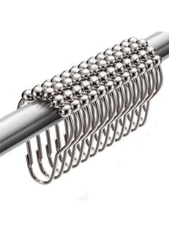 SHOWAY Showay 12 Pcs Stainless Steel Chrome Shower Curtain Ring Hooks  - Image 1