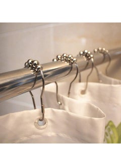 SHOWAY Showay 12 Pcs Stainless Steel Chrome Shower Curtain Ring Hooks  - Image 5
