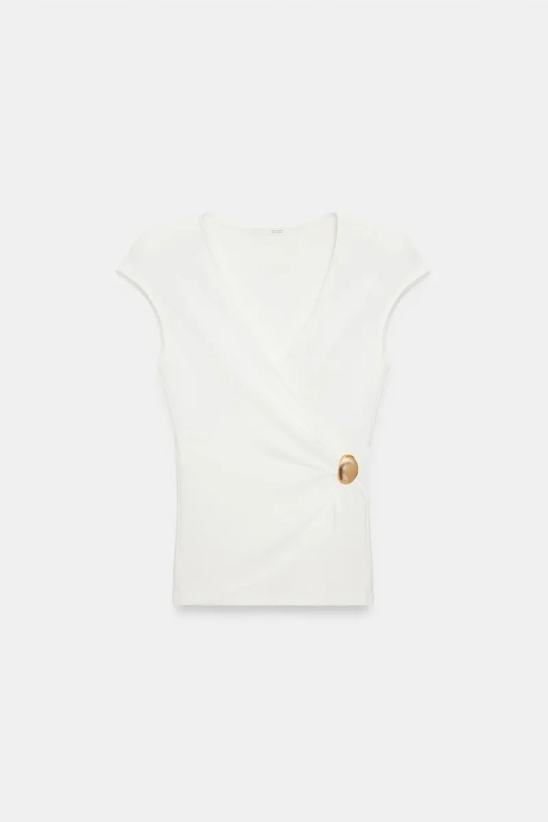 Dilvin White DILVIN Women’s Slim Fit Wrap Blouse for Women | Best Price UAE