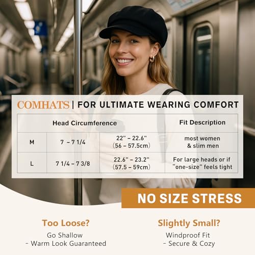 Comhats Winter Newsboy Hat for Women Wool Beret Caps Fashion Warm Brim Cute Visor Ladies Cabbie Pageboy Paperboy Fall Baker Orange Plaid Medium - Image 5