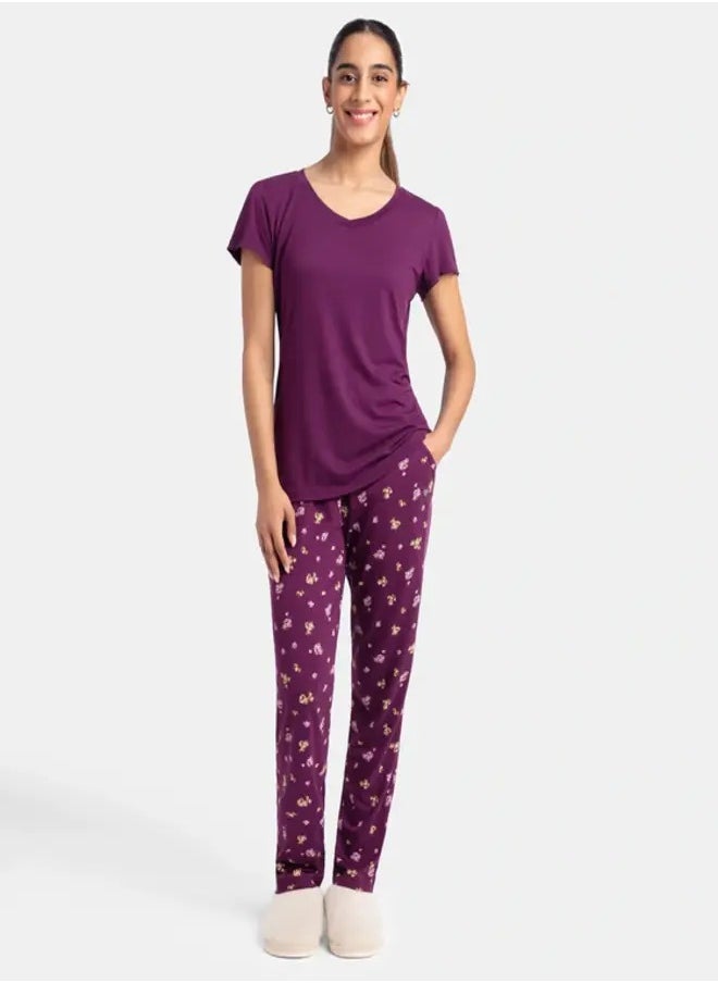 JOCKEY - Jockey RX85 Women's Micro Modal Cotton Short Sleeve T-Shirt & Pyjama Sleep Set - Image 1