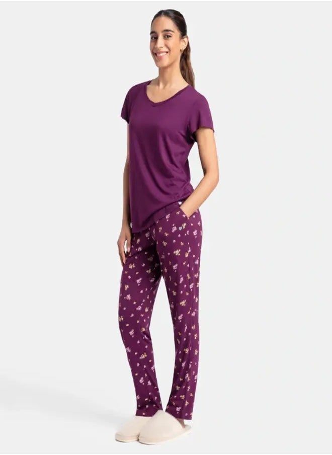 JOCKEY - Jockey RX85 Women's Micro Modal Cotton Short Sleeve T-Shirt & Pyjama Sleep Set - Image 1