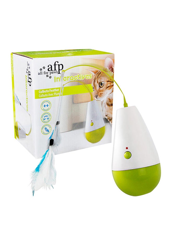 نيبمينينت لعبة للقطط ، ريشة بهلوانية كهربائية . أبيض/أخضر 16 x 14.5سم