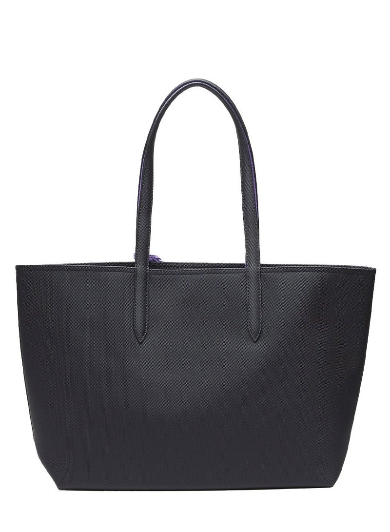 LACOSTE Lacoste Women's Double sided Two tone Large Capacity Handbag, Fashionable Multi functional, Black and Purple  - Image 2