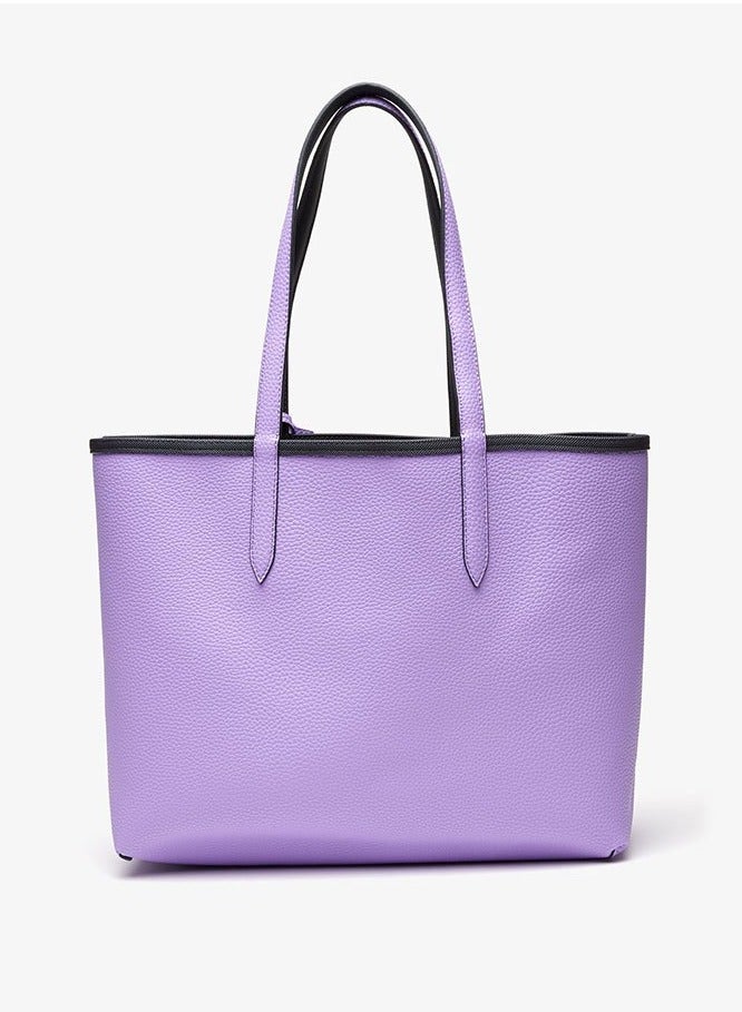 LACOSTE Lacoste Women's Double sided Two tone Large Capacity Handbag, Fashionable Multi functional, Black and Purple  - Image 5