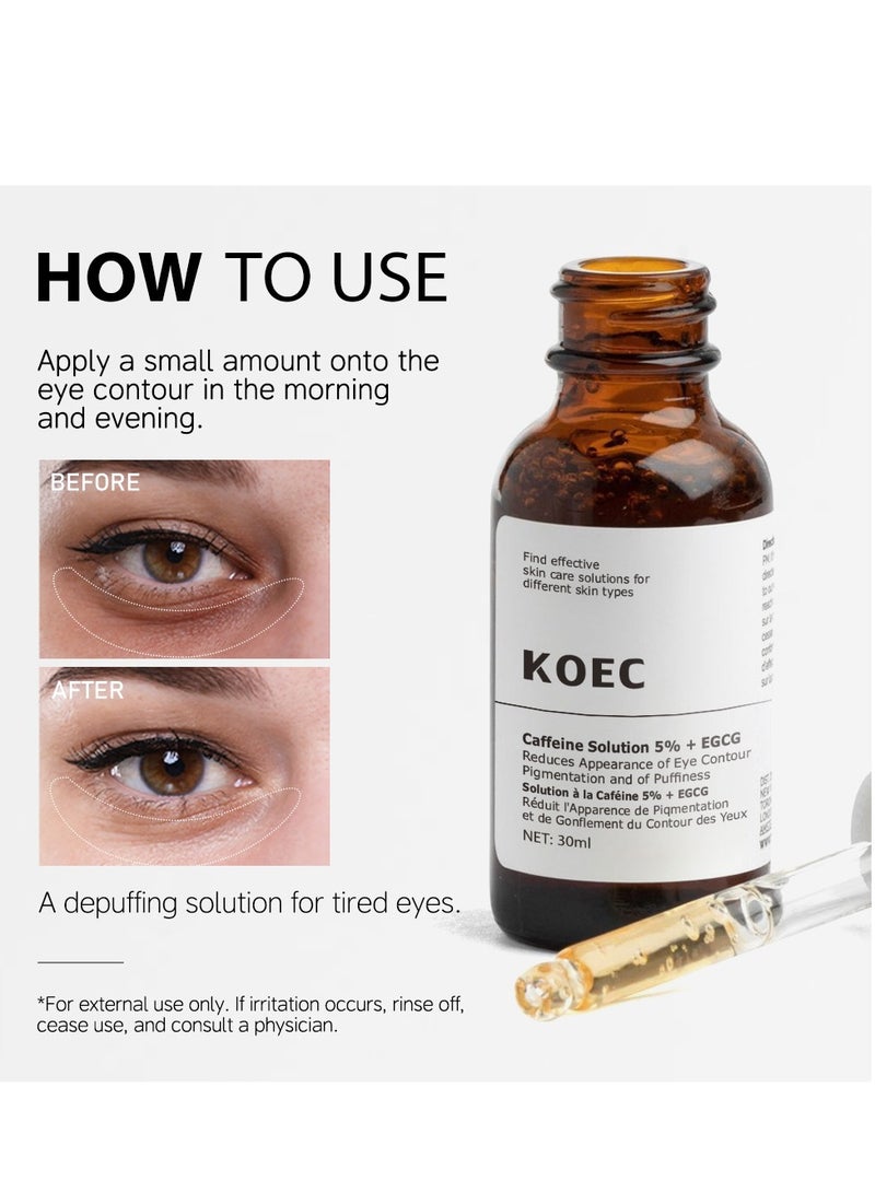 ك أو إي سي مصل إزالة الهالات السوداء محلول الكافيين 5% + EGCG يقلل من ظهور تصبغ محيط العين والانتفاخاتمحلول الكافيين 5% + EGCG يقلل من ظهور تصبغ محيط العين والانتفاخات 30 مل - Image 4