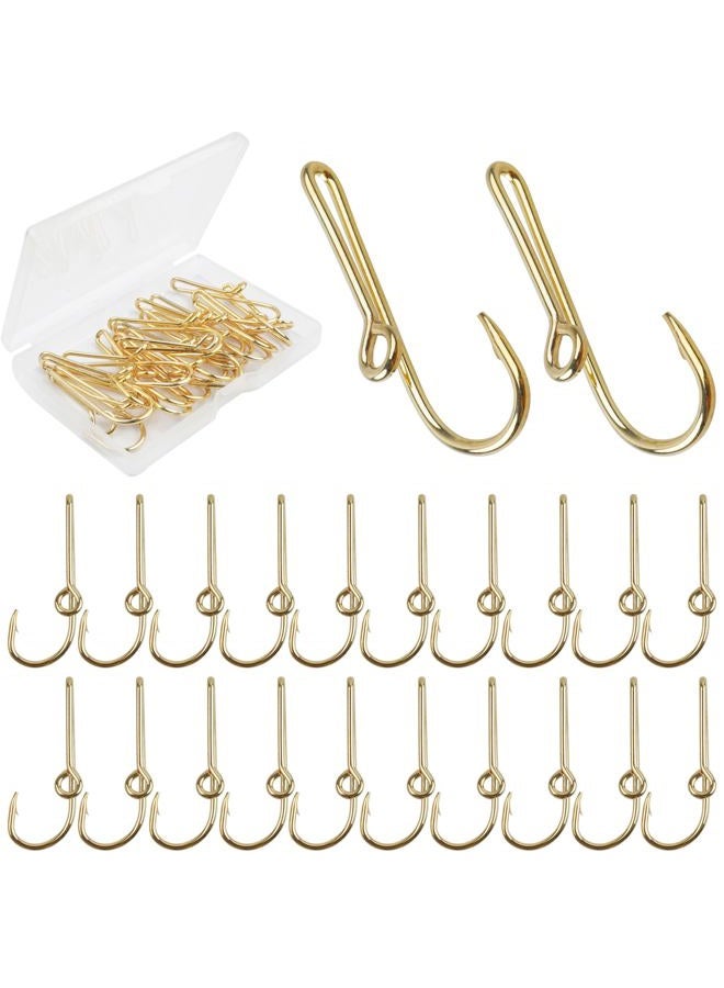 VATEICO Fishing Hook Hat Pins, 20pcs/Box Fishing Hook Hat Clip for hat tie Clasp Fashion Trend Hat Decoration Gold -20pcs - Image 1