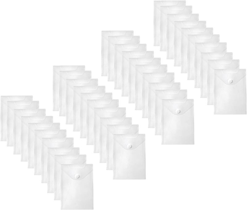 YESSART 7x9 Clear Plastic Envelopes Hook Loop Closure Receipt Stickers Storage Holder 40 Pack - Image 1