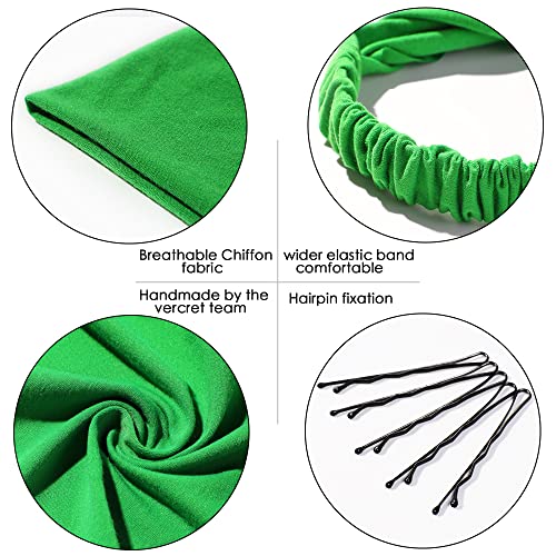 Vercret 6 Pack Hair Scarf Headband for Women - Elastic Hair Kerchief Large Boho Triangle Bandana Head Scarf with Clips Non Slip Solid Color Headbands Hair Scarves for Teen Girls - Image 3