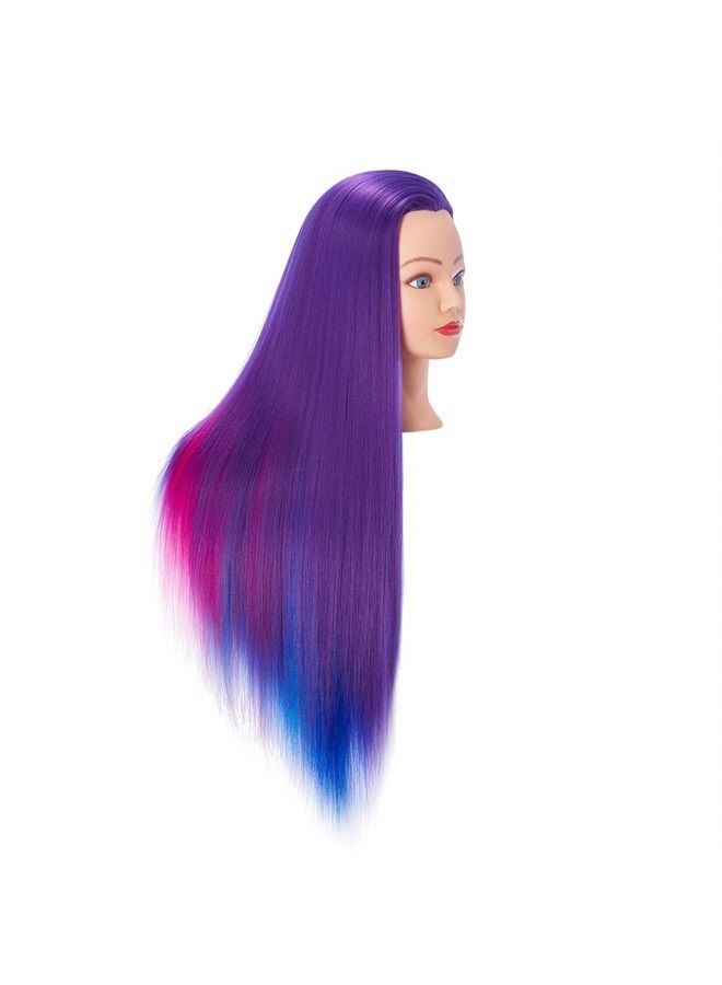 Hairingrid 26"-28" Mannequin Head Hair Styling Training Head Manikin Cosmetology Doll Head Synthetic Fiber Hair and Free Clamp Holder (Colourful) - Image 3