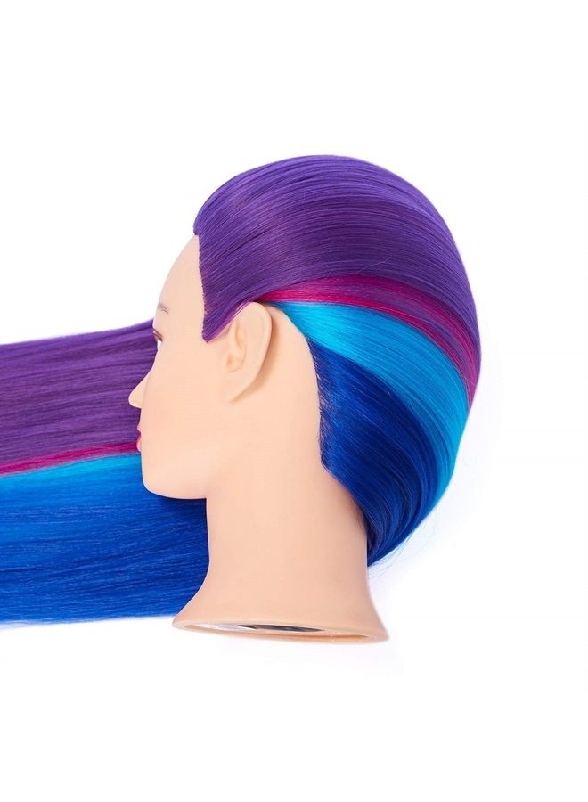 Hairingrid 26"-28" Mannequin Head Hair Styling Training Head Manikin Cosmetology Doll Head Synthetic Fiber Hair and Free Clamp Holder (Colourful) - Image 4