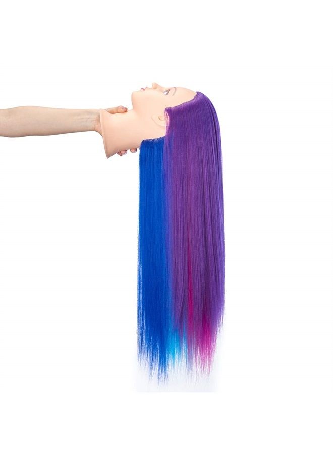Hairingrid 26"-28" Mannequin Head Hair Styling Training Head Manikin Cosmetology Doll Head Synthetic Fiber Hair and Free Clamp Holder (Colourful) - Image 5