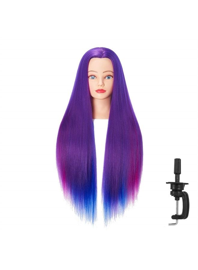 Hairingrid 26"-28" Mannequin Head Hair Styling Training Head Manikin Cosmetology Doll Head Synthetic Fiber Hair and Free Clamp Holder (Colourful) - Image 2