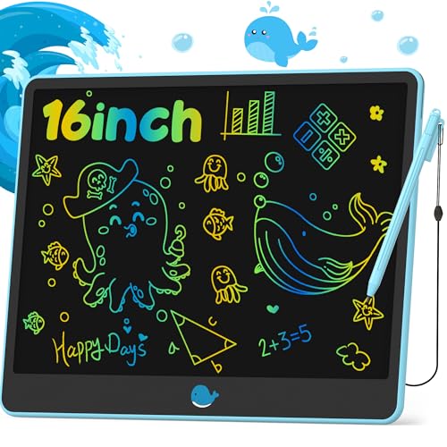 Hockvill LCD Writing Tablet for Kids 16 Inch Toys for Girls Boys Drawing Pad for 3 4 5 6 7 8 Year Old Kid Toddler Magnetic Doodle Board Travel Essentials Christmas Birthday for Children Blue - Image 1