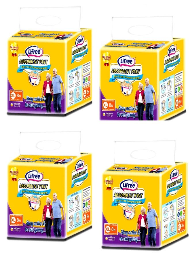 Lifree Adult Pant Style Diaper -XL 8 Pieces Bag (35-49 Inch) - Pack of 4 - Image 1