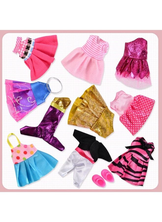 JING SHOW BUSSINESS - 10 Sets Doll Clothes For 4 Inch Mini Doll ，Include 10 Pieces Girl Mini Dolls 10 Sets Handmade Doll Clothes And 10 Pairs Of Doll Shoes - Image 1