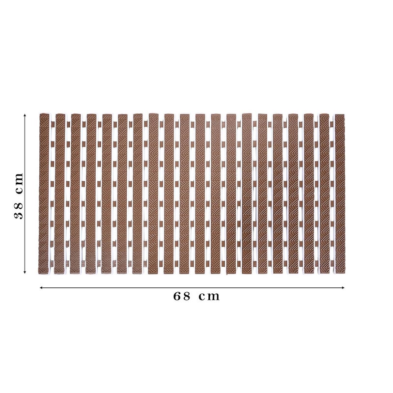 RichAxis PVC Anti Skid Mat For Bathroom Anti Slip Bathroom Mat Shower Area Anti Skid Mats With Suction Cups And Drain Holes For Bathtub Floor Mat (68X38 Cm,Brown) - Image 2