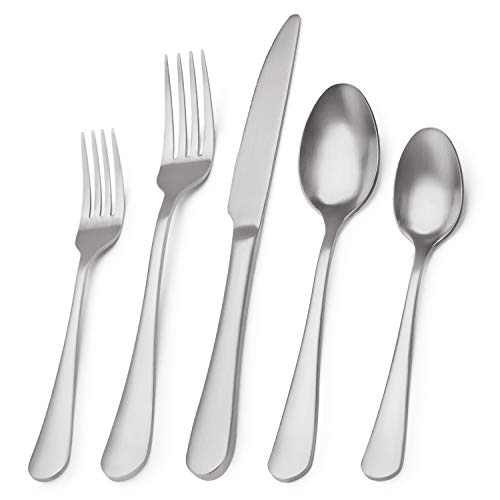 Matte Silverware Set 20Piece Stainless Steel Flatware SetKitchen Utensil Set Service for 4Tableware Cutlery Set for Home and Restaurant Dishwasher Safe