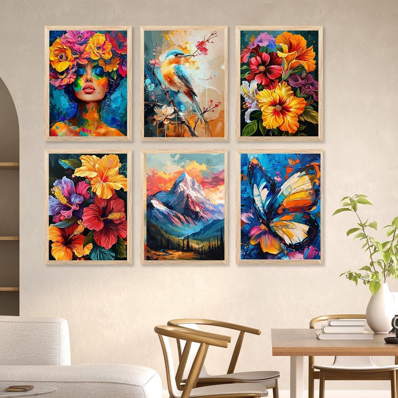 ARAkri Wall Frames for Living Room Bedroom Nature Floral Art Combined With Modern Art Wall Painting for Home Office Wall decor C 13x17 inches Large