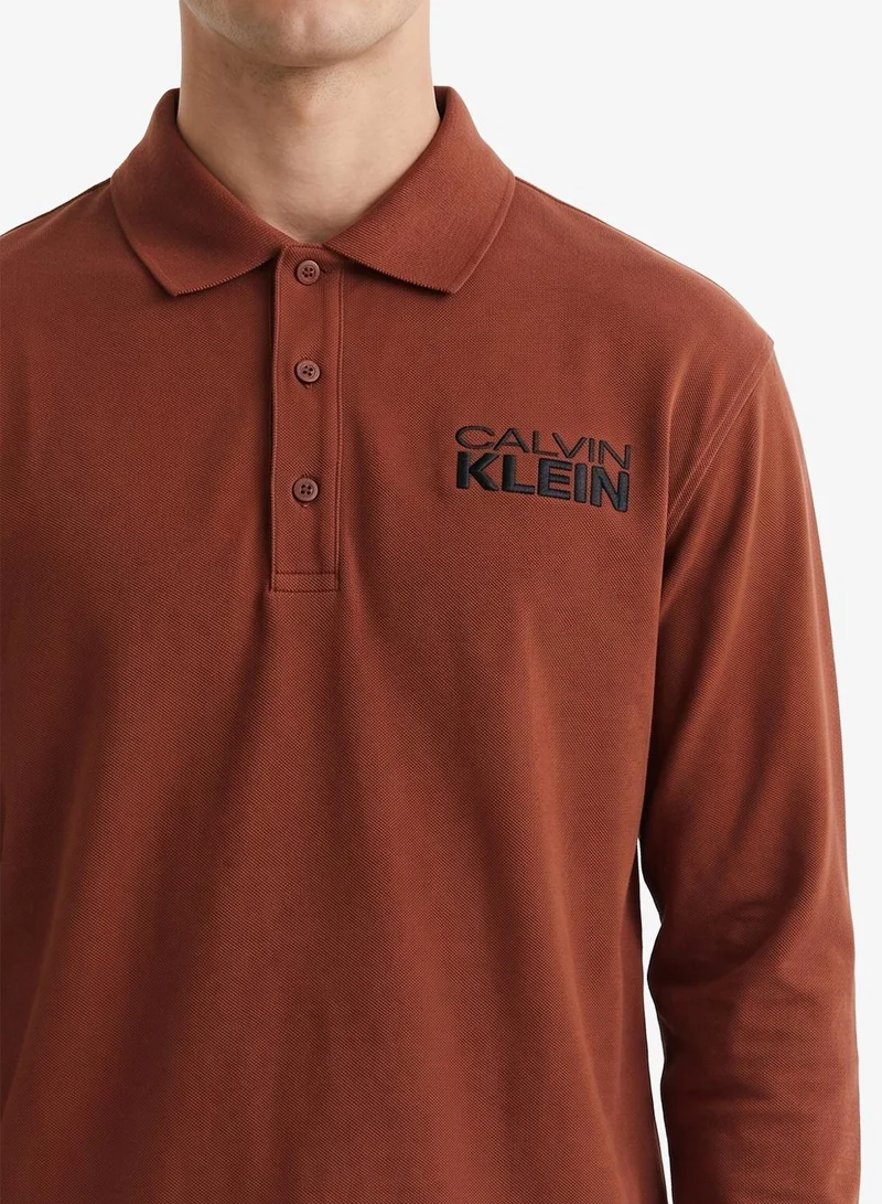 Calvin Klein Jeans  Heavy Jersey Long Sleeve Polo Shirt for Men | Best Price UAE