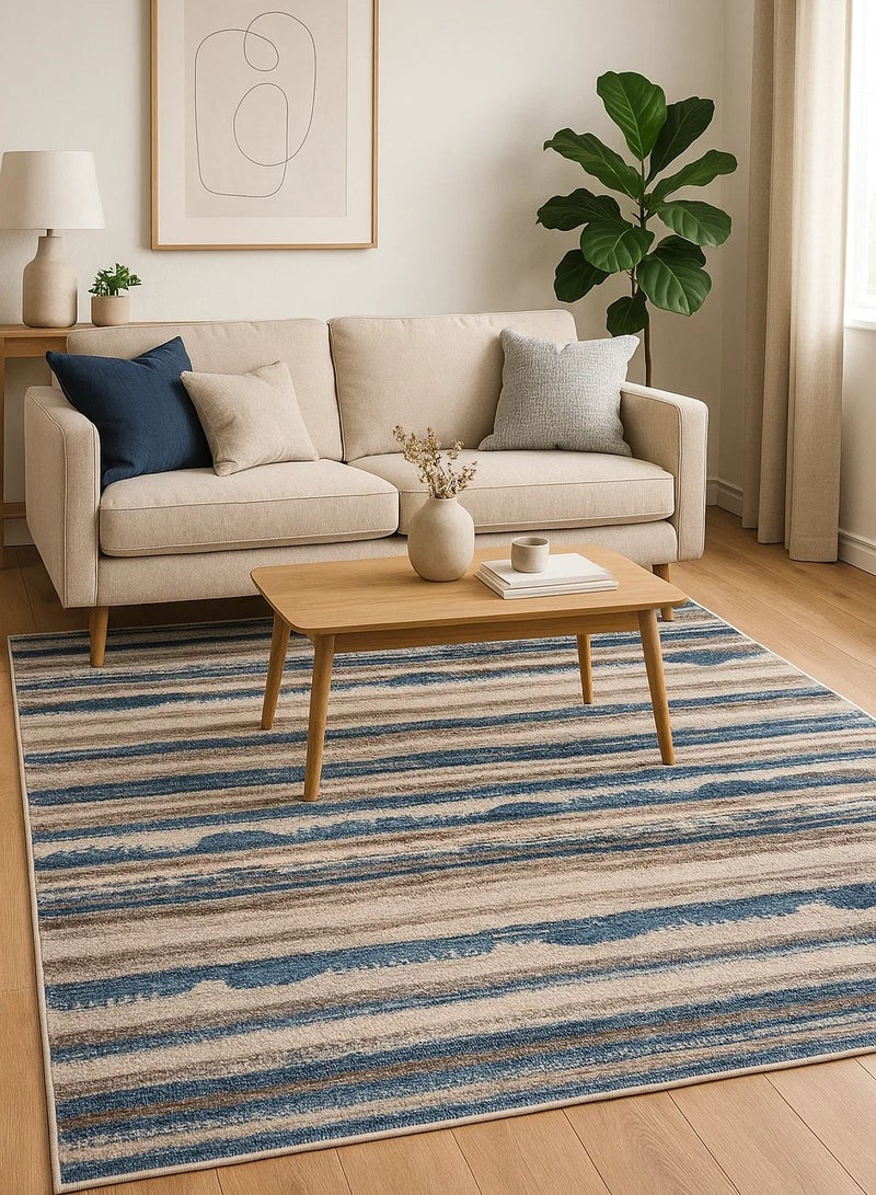 لوفت لومار، سجادة أريكة، سجادة غرفة معيشة حديثة، سجادات أرضية ناعمة، وسائد سجادة، سجادة أريكة غير قابلة للانزلاق، سجادة غرفة معيشة قابلة للغسل، مقاس 160*235 سم، أزرق/بيج-54016-SP9-X - Image 1