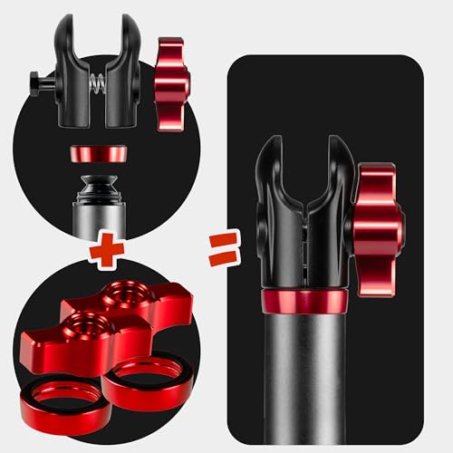 Tackform 6 Long 20mm Ball and Socket Arm DuraLock 20 Series Aluminum Tube Arm Dual 20mm Sockets and Optional AntiTheft Knobs Black with Red Billet Accent Kit - Image 3