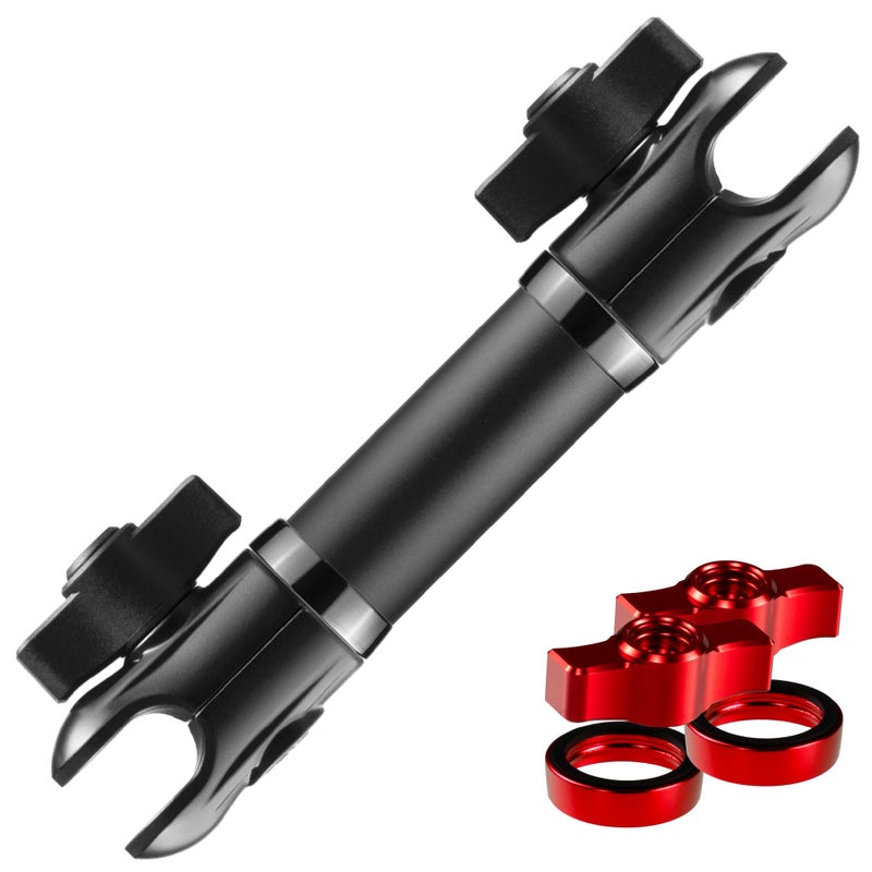 Tackform 6 Long 20mm Ball and Socket Arm DuraLock 20 Series Aluminum Tube Arm Dual 20mm Sockets and Optional AntiTheft Knobs Black with Red Billet Accent Kit - Image 2